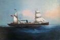 Company steamer carrying cargo in the 1870s (oil on canvas)