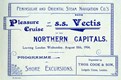 A programme of shore excursions on board VECTIS for a cruise in August 1904