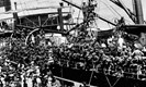 The first Tasmanian contingent for WWI onboard GEELONG loading at Hobart in 1914, bound for the Middle East
