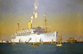 Painting of STRATHEDEN at anchor off Port Said, commissioned for P&O's Centenary