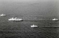 UGANDA as a hospital ship accompanied by HYDRA, HECLA and HERALD, during the Falklands conflict
