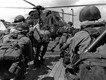 Troops practising rapid deployment by helicopter during the journey south to the Falklands