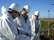 DP World's Mohammed Sharaf and Yuvraj Narayan inspect plans for London Gateway with Andrew Bowen