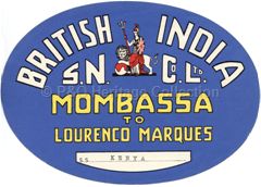 Baggage Label - B.I. from Mombasa