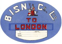 Baggage label -  B.I. to London