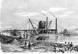 'The Isthmus of Suez Maritime Canal: Dredgers and Elevators at Work'   ILN, 3rd April 1869