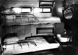 Iron bunk beds in cabins on board BRITANNIA