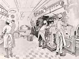 'A Peep into the Galley' from 'P&O Sketches in Pen and Ink'