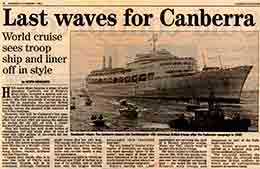 The 'Evening Standard' paid tribute to CANBERRA on 2nd January 1997