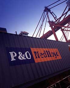 A P&O Nedlloyd container being loaded at Shanghai