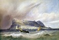 Off the coast of Gibraltar, painted in watercolours by Andrew Nicholl, c.1847