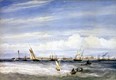 Shipping off Alexandria, painted in watercolours by Andrew Nicholl, c.1847
