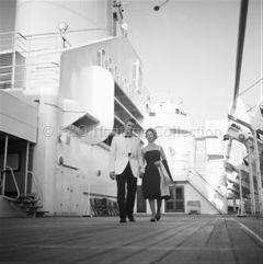 Couple on promenade deck onboard ORCADES