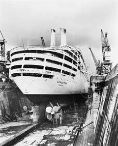 CANBERRA in dry-dock at Southampton