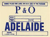 P&O baggage label for Adelaide