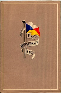 P&O Passenger List for ARCADIA © P&O Heritage Collection