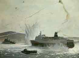 NORLAND in San Carlos water, dodging the Argentinian bombs